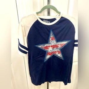 Spirit of America Star T-Shirt, size M, 22” pit to pit, 28” length.